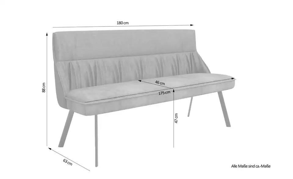 by Living Sitzbank California, Bemaßung