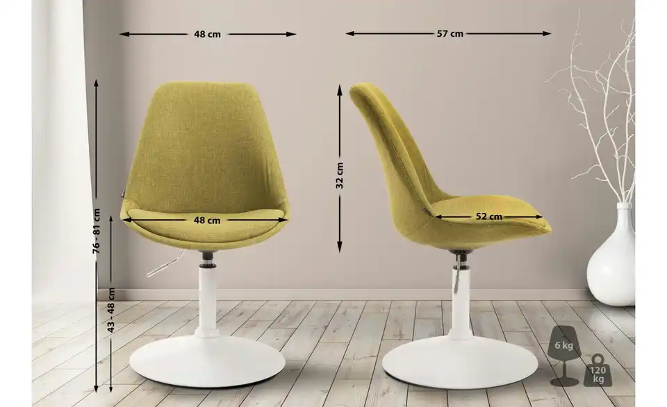 Drehstuhl Maverick drehbar, Bemaßung