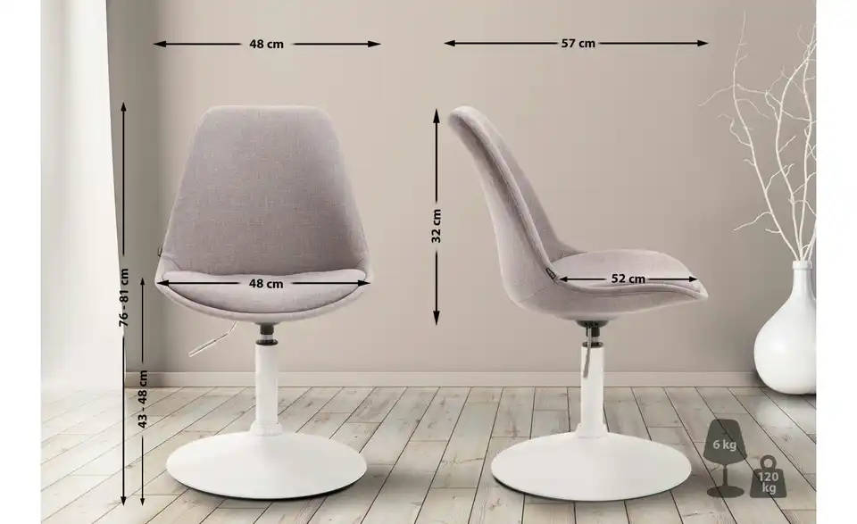 Drehstuhl Maverick drehbar, Bemaßung