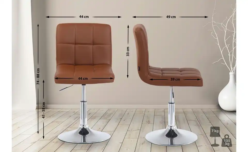 Drehstuhl Palma Kunstleder, Bemaßung