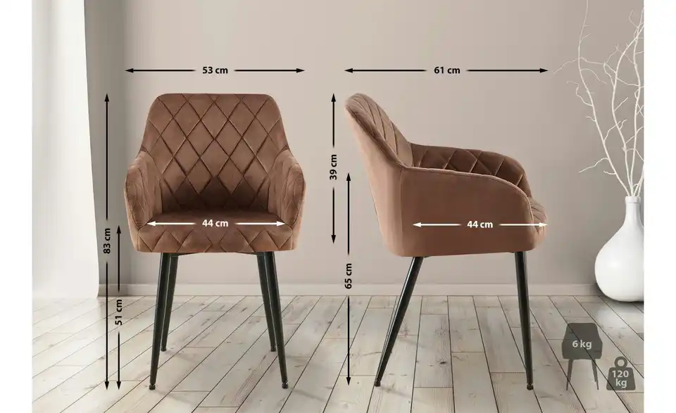 Armlehnenstuhl, Bemaßung