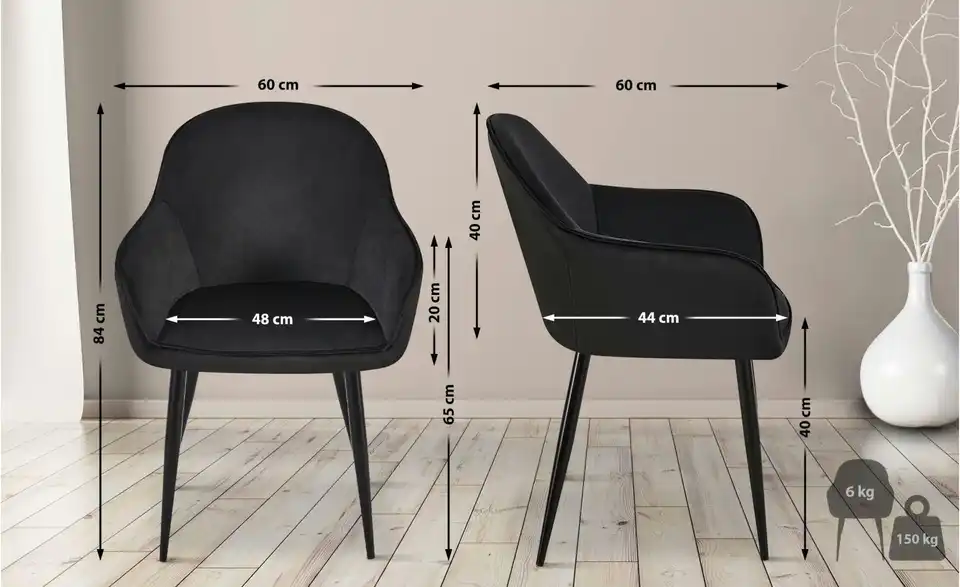 Armlehnenstuhl, Bemaßung