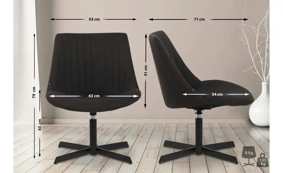 Drehstuhl, Bemaßung