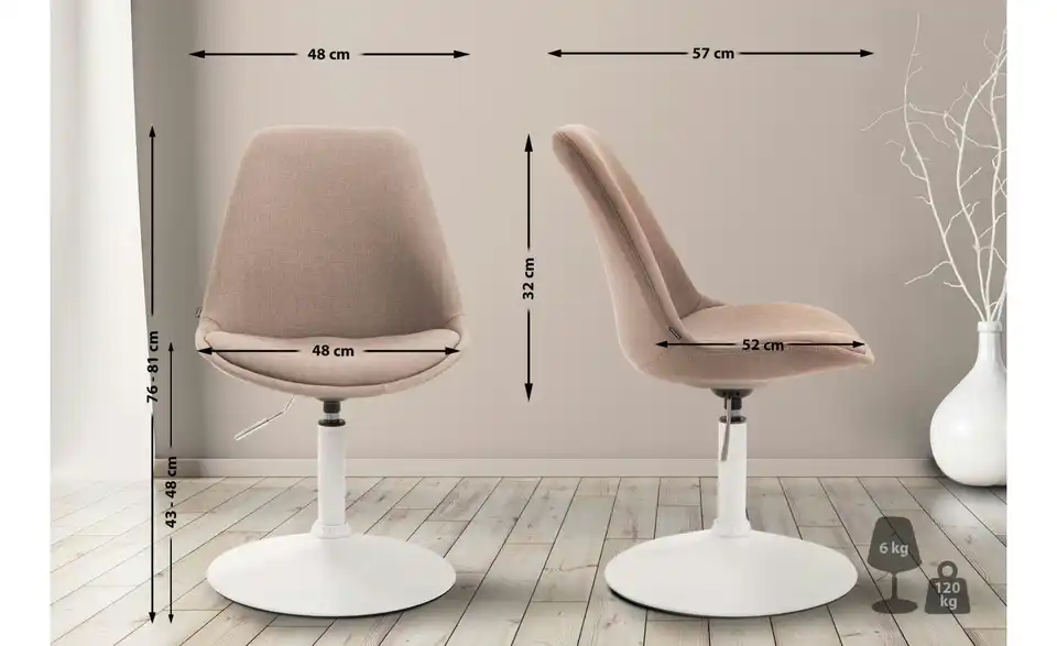 Drehstuhl Maverick drehbar, Bemaßung