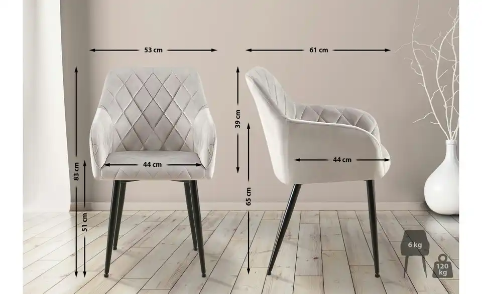 Armlehnenstuhl, Bemaßung