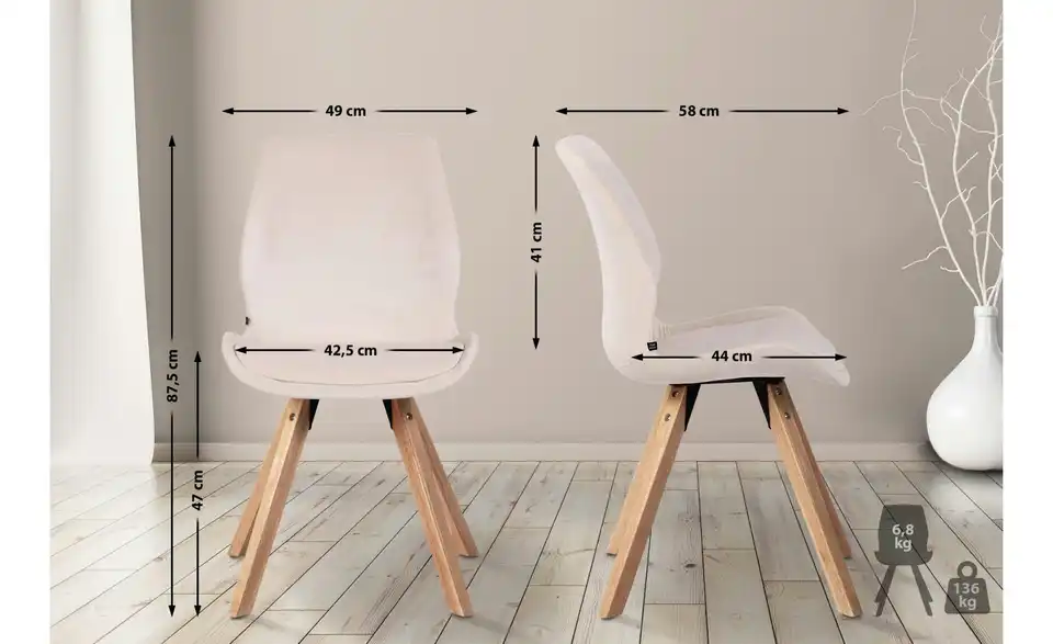 Esszimmerstuhl Luna, Bemaßung