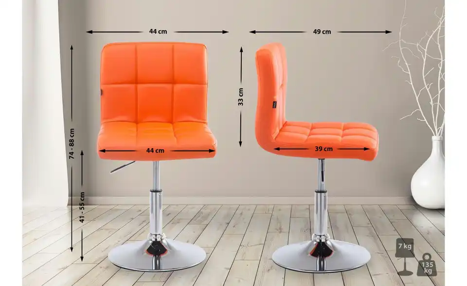 Drehstuhl Palma Kunstleder, Bemaßung