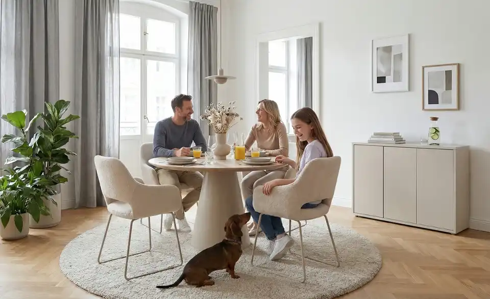 Runder Esstisch Joe 110 cm, in Wohnsituation