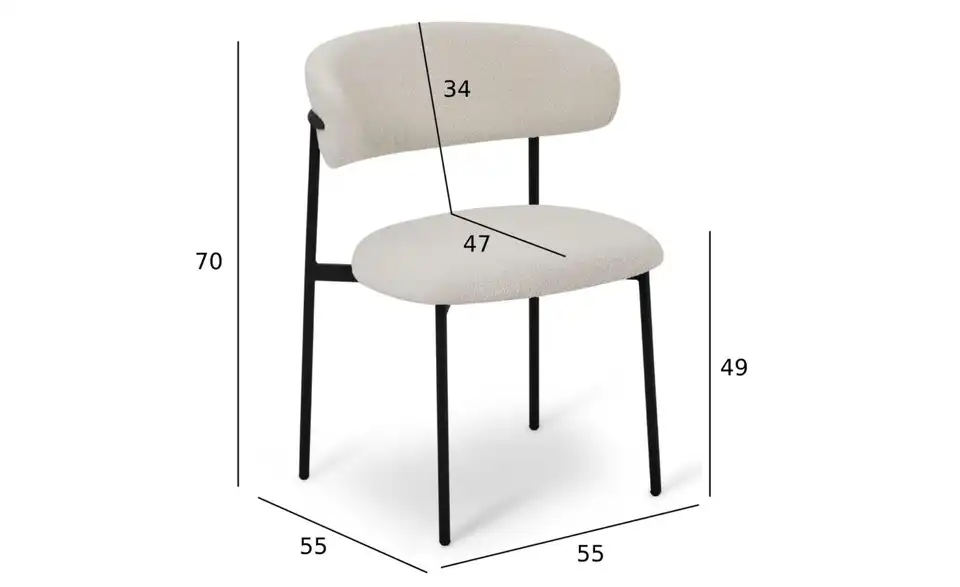 Furnhouse Esszimmerstuhl 2er-Set Diana, Bemaßung