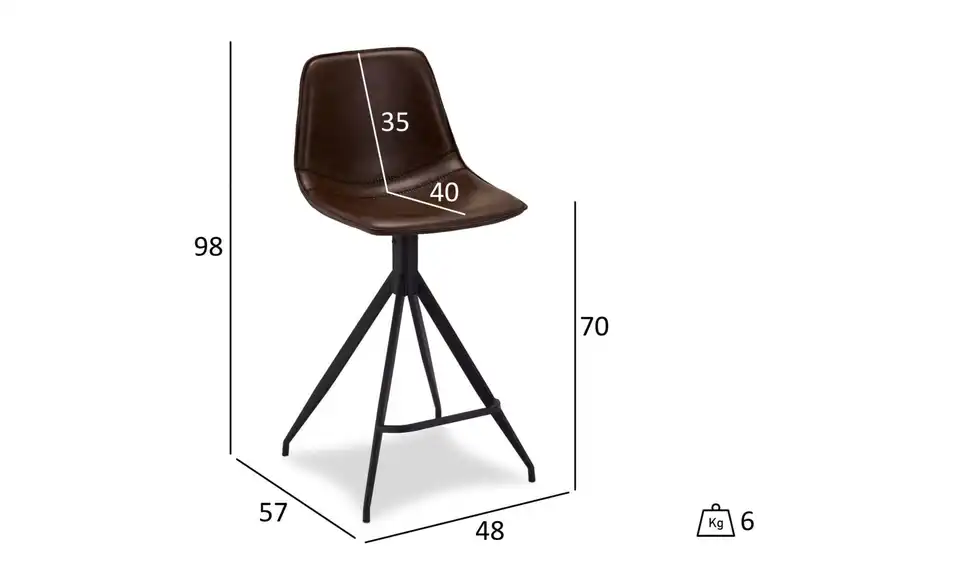 Furnhouse Barstuhl 2er-Set Isabel, Bemaßung