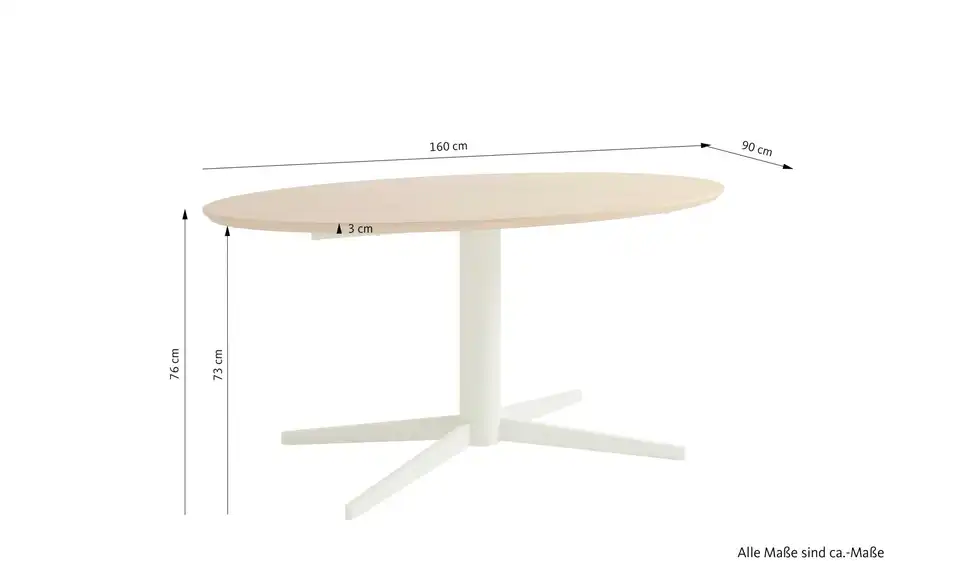 SCHÖNER WOHNEN Kollektion Esstisch Fevik, Bemaßung