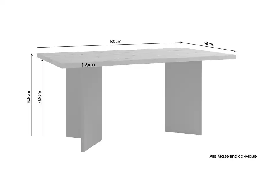 by Living Esstisch, Bemaßung