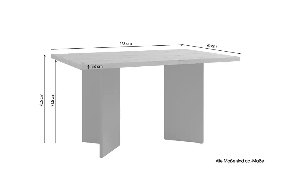by Living Esstisch, Bemaßung