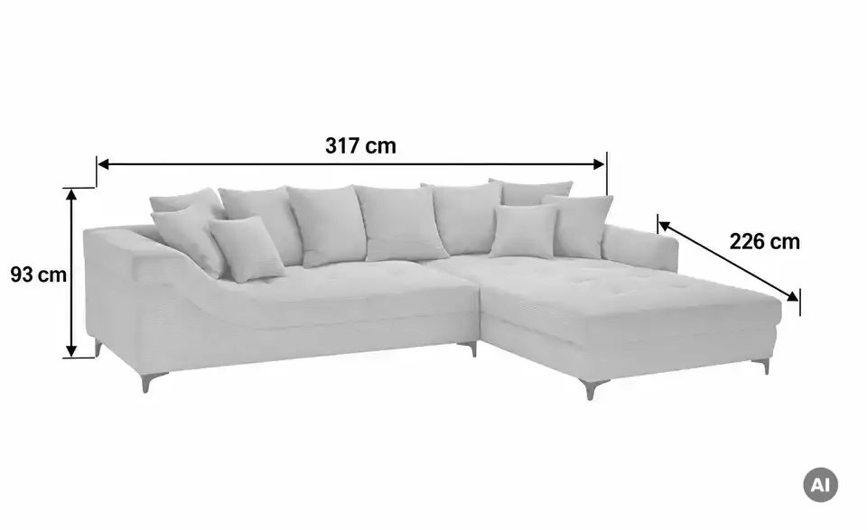 bobb Ecksofa Jonna, Bemaßung