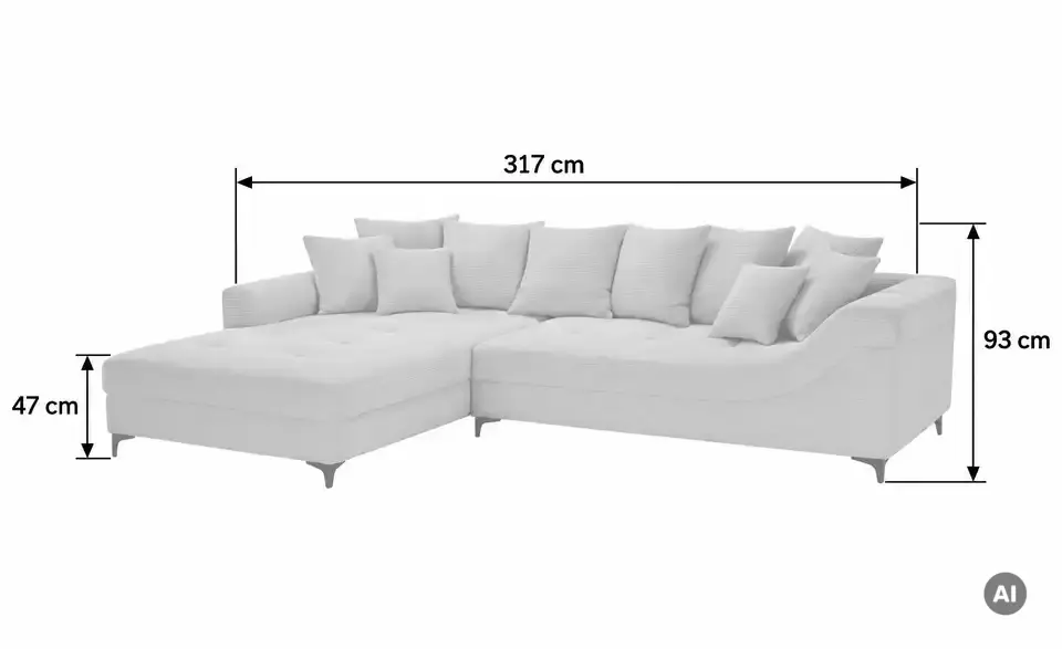 bobb Ecksofa Jonna, Bemaßung
