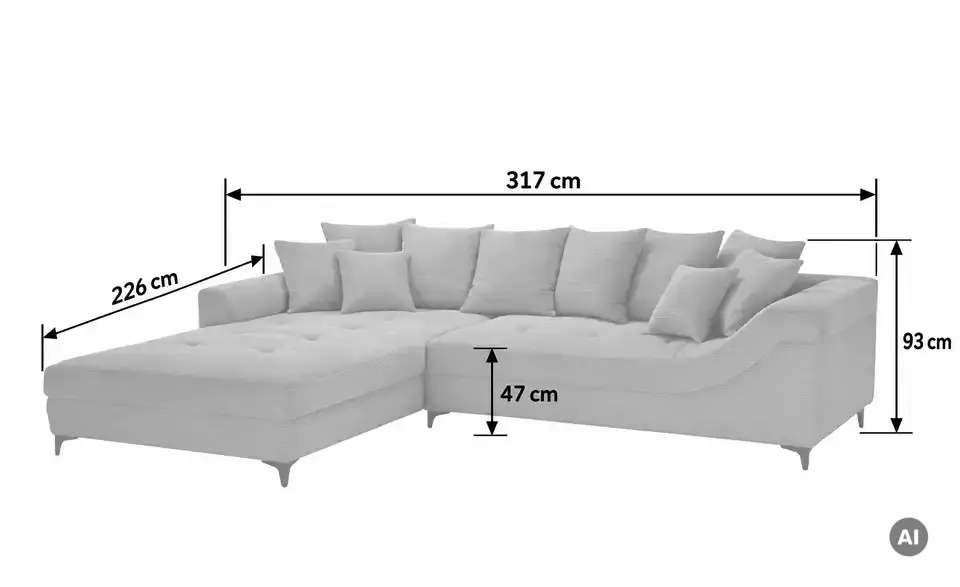 bobb Ecksofa Jonna, Bemaßung