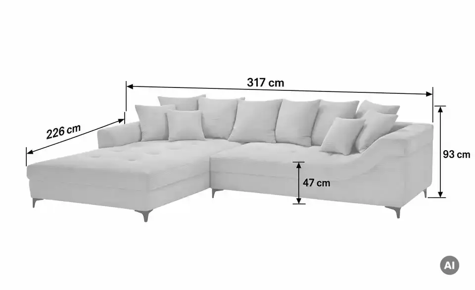 bobb Ecksofa Jonna, Bemaßung