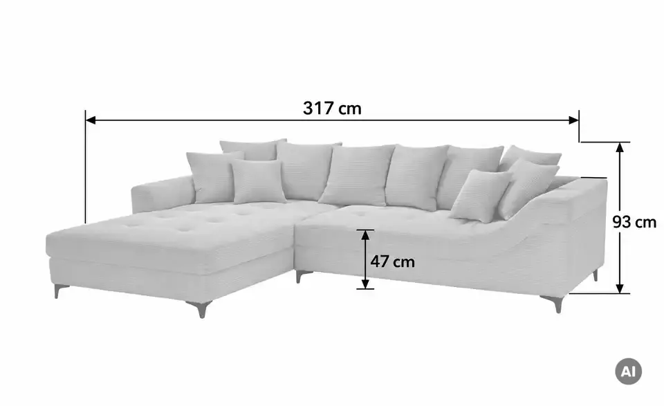 bobb Ecksofa Jonna, Bemaßung