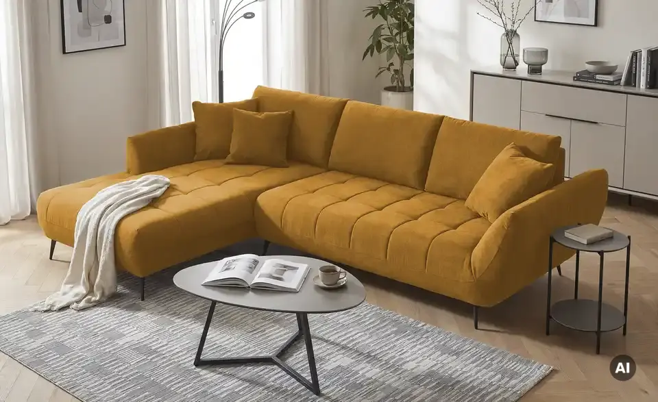 bobb Ecksofa Carly mit Sitztiefenverstellung, in Wohnsituation