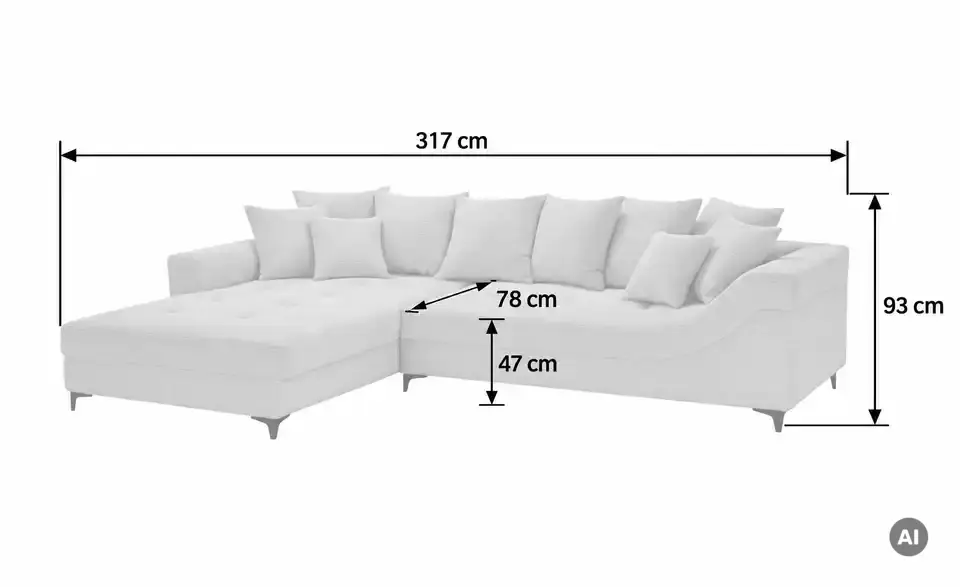 bobb Ecksofa Jonna, Bemaßung