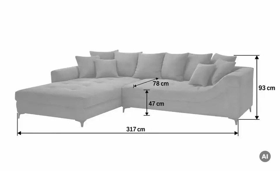 bobb Ecksofa Jonna, Bemaßung