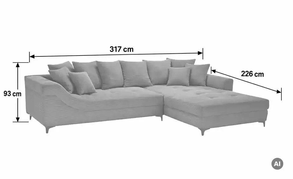 bobb Ecksofa Jonna, Bemaßung
