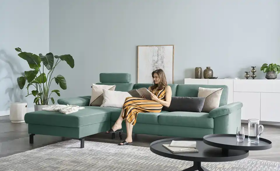 Max Schelling Ecksofa Maximum Move Feincord, in Wohnsituation