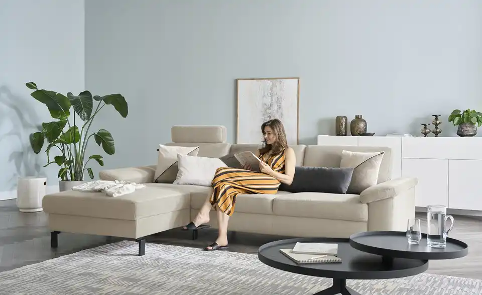 Max Schelling Ecksofa Maximum Move Feincord, in Wohnsituation