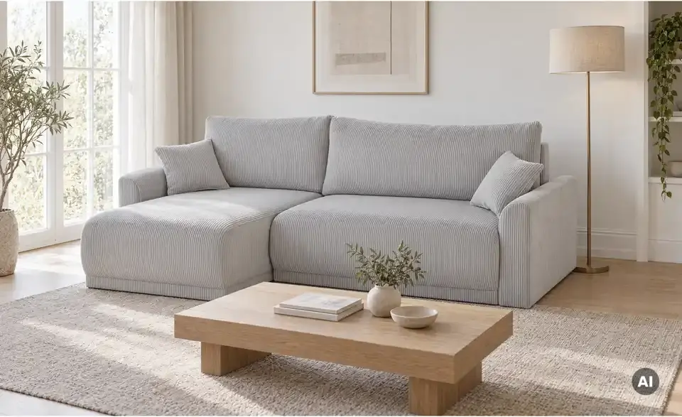 Ecksofa Malyn mit Schlaffunktion, in Wohnsituation
