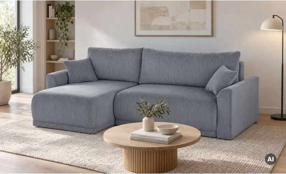 Ecksofa Malyn mit Schlaffunktion, in Wohnsituation