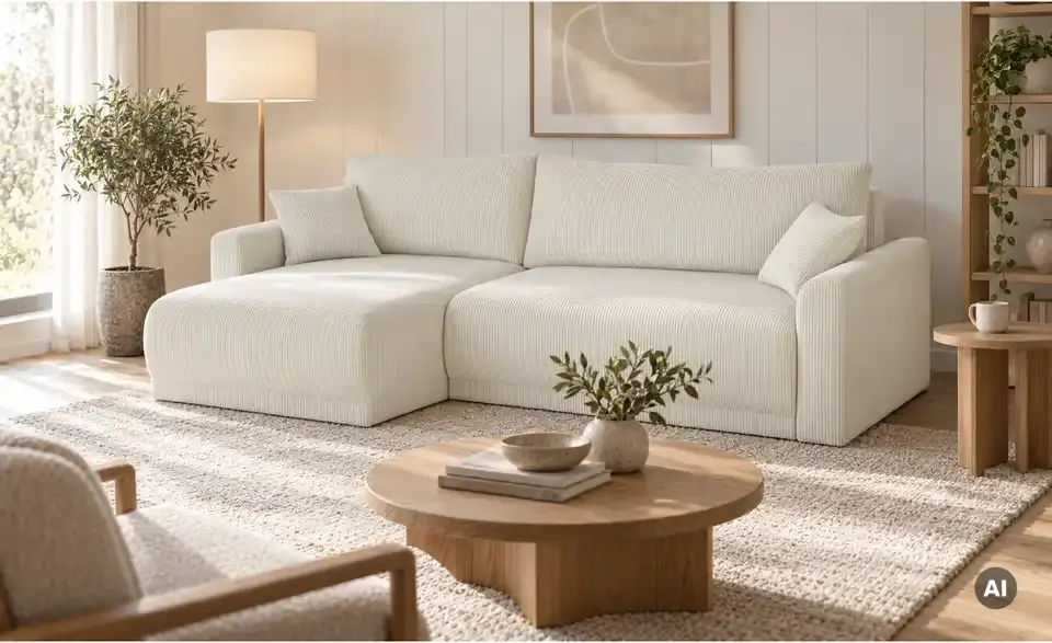 Ecksofa Malyn mit Schlaffunktion, in Wohnsituation