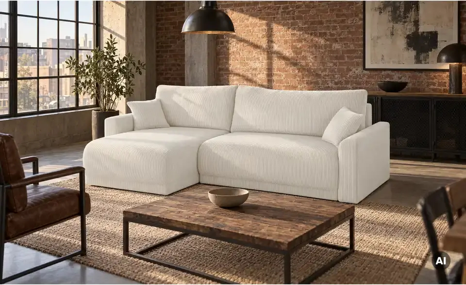 Ecksofa Malyn mit Schlaffunktion, in Wohnsituation