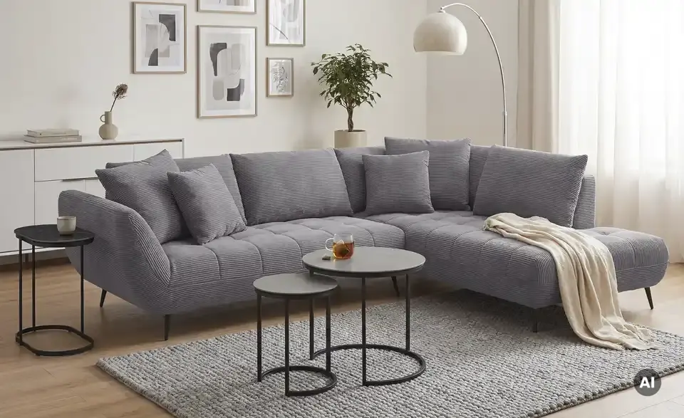 bobb Ecksofa Carly Novaspring mit Sitztiefenverstellung, in Wohnsituation
