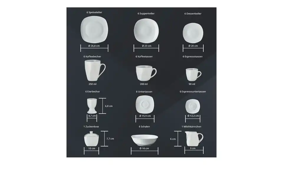 KHG Kombiservice, 62-teilig Tivoli, Bild mit Text