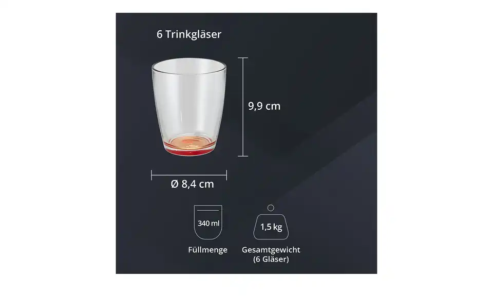 Peill+Putzler Glas, 6er-Set Colore, Bild mit Text
