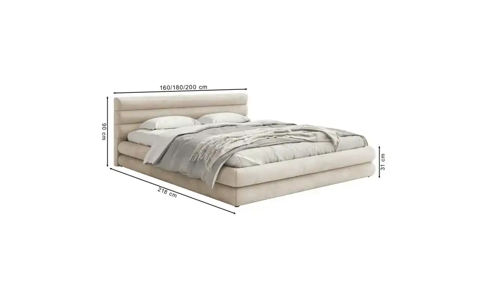 Selsey Polsterbett Alegre mit Bettkasten, Bemaßung