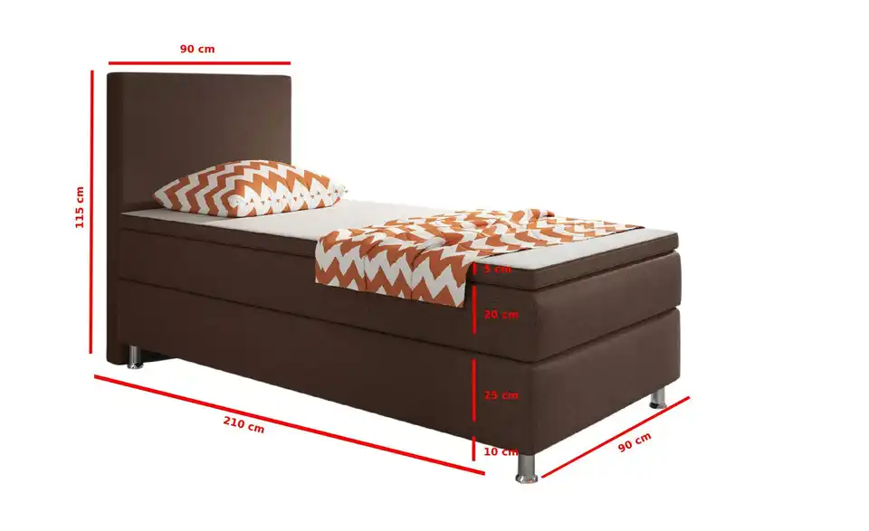 Boxbett, Bemaßung