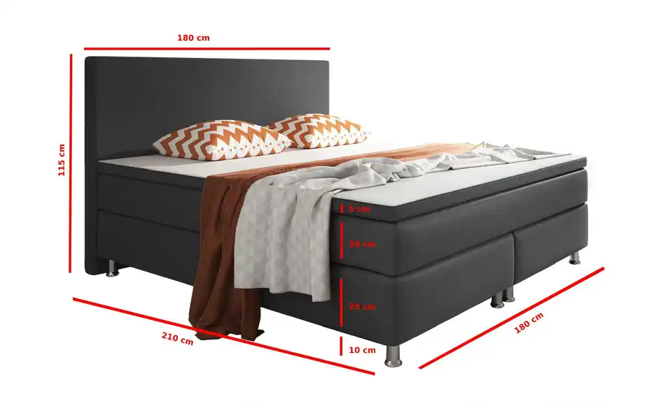 Boxbett, Bemaßung