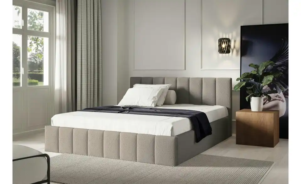 Polsterbett Eyla mit Bettkasten, in Wohnsituation