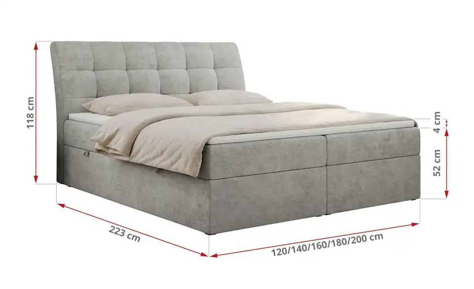 Boxbett Diegos mit Bettkasten, Bemaßung