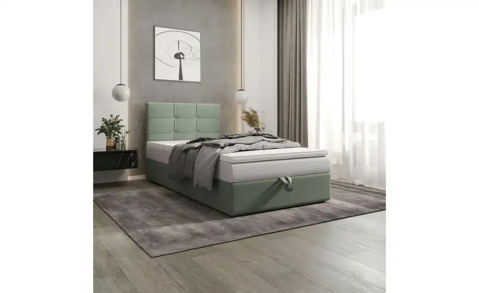 Boxbett Duo 2 mit Stauraum, Matratze H3 und Topper, in Wohnsituation