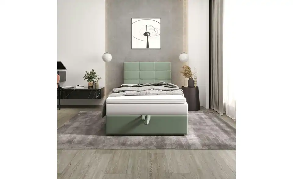Boxbett Duo 2 mit Stauraum, Matratze H3 und Topper, in Wohnsituation