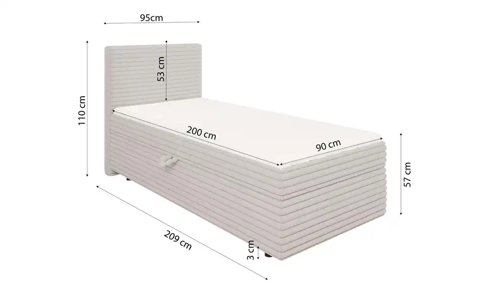 Boxspringbett, Bemaßung