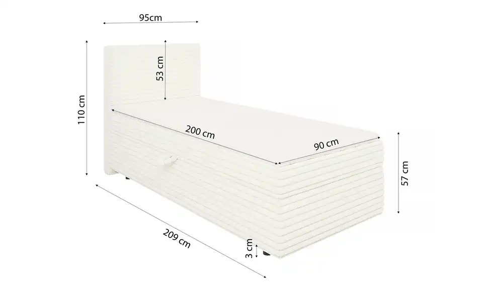 Boxspringbett, Bemaßung