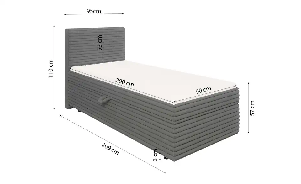 Boxspringbett, Bemaßung