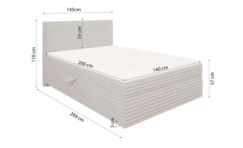 Boxspringbett, Bemaßung