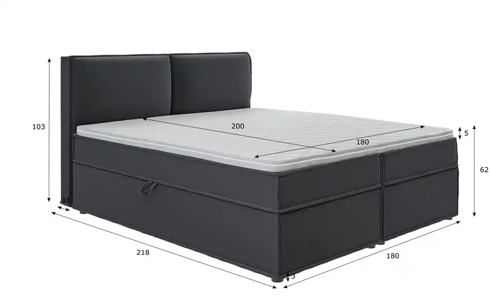 Boxspringbett, Bemaßung