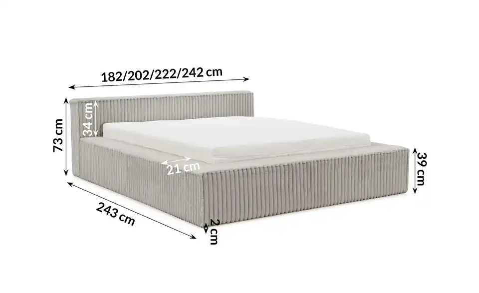 Polsterbett, Bemaßung