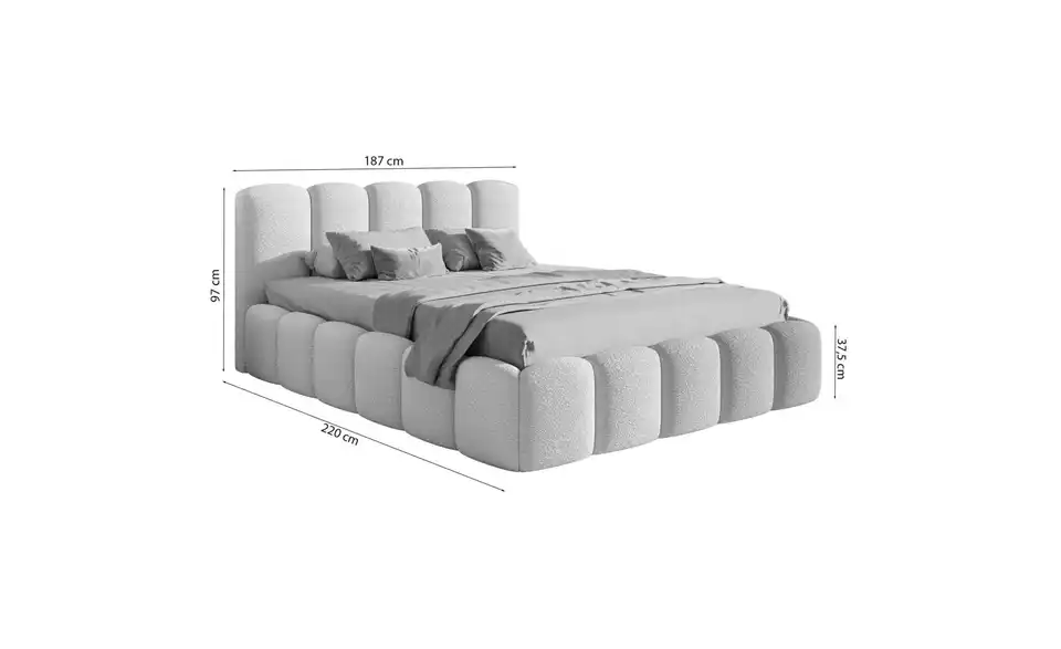 Selsey Polsterbett Cloudy II mit Bettkasten, Bemaßung