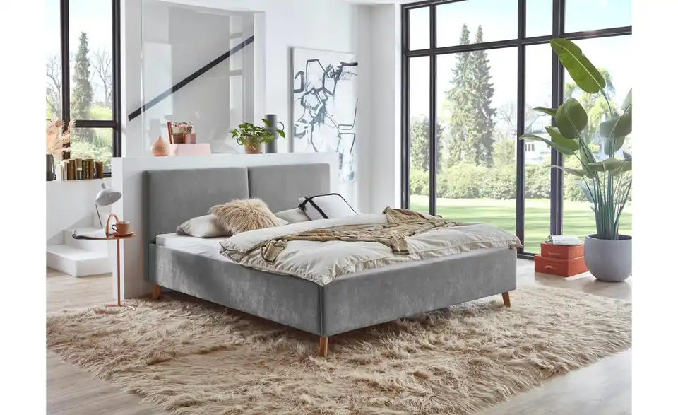 Polsterbett Piano in grau, in Wohnsituation